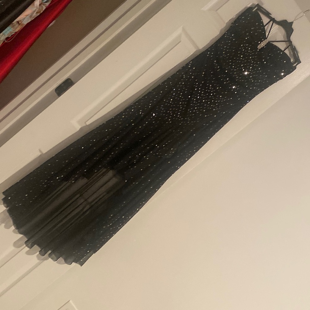 City Triangles S/M Black A-Cut Glitter Polka Dot Dress